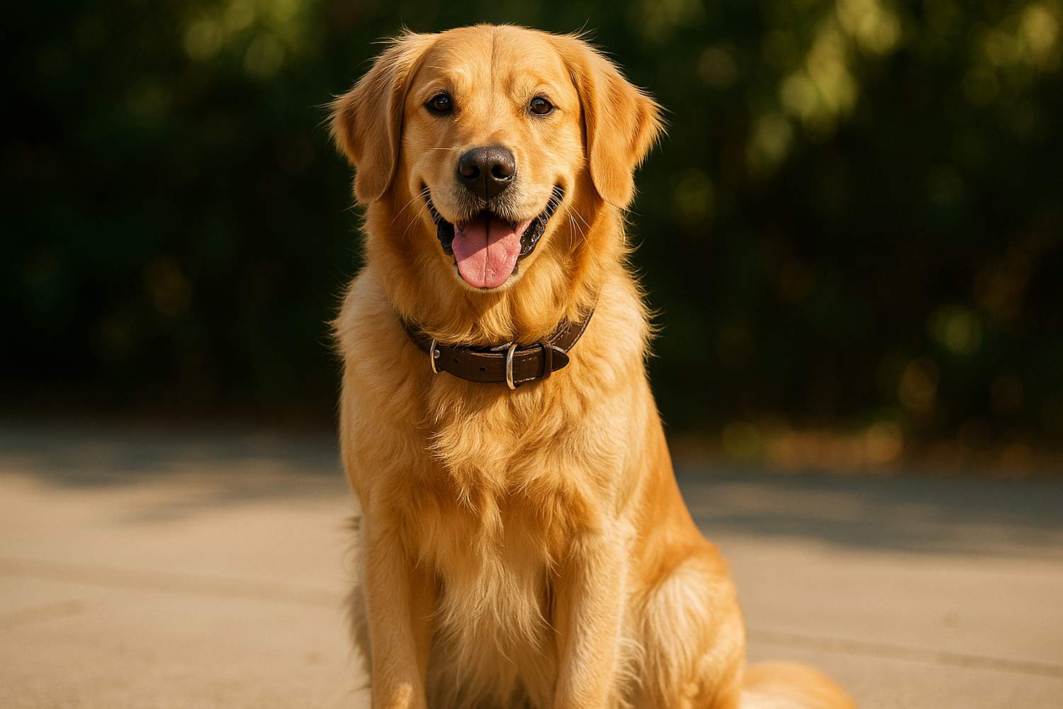Need a golden retriever dog with belt in his neck 